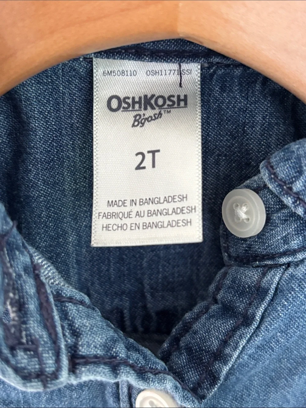 OshKosh B’gosh Toddler Denim Shirt Dress Mixed Tulle Remix 2T